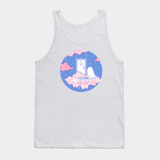 A ghost is in front a moon door up in the clouds Tank Top